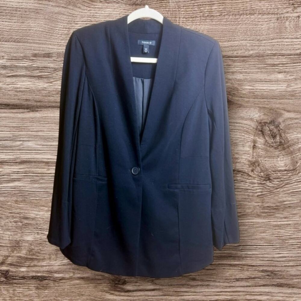 Torrid 00 single button black knit blazer. Large 12